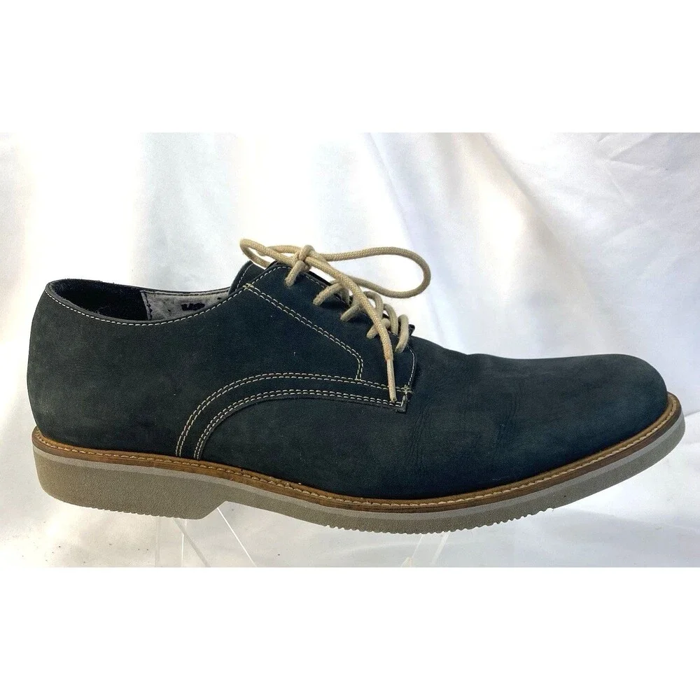 14TH & UNION Arlington Derby Shoe Men’s Sz 12 W Navy Marine Nubuck Leather FLAW